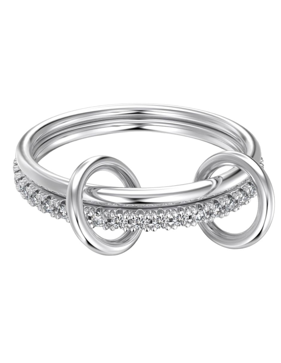 Multi-anillo knot p 925 de plata zirconia cúbica baño de rodio Multi-anillo knot p 925 de plata zirconia cúbica baño de rodio