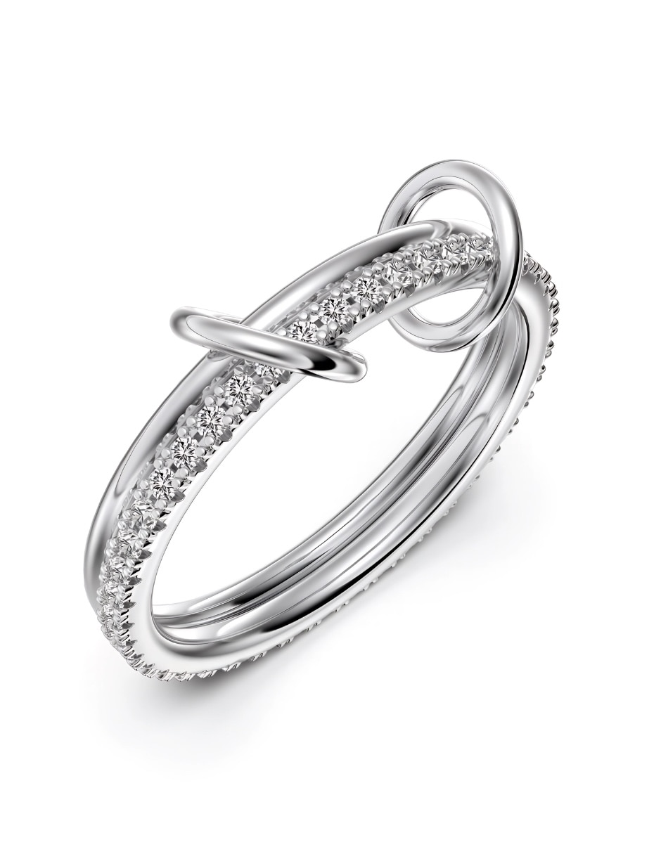 Multi-anillo yoiko knot p 925 de plata zirconia cúbica baño de rodio