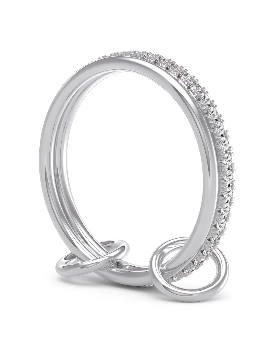 Multi-anillo yoiko knot p 925 de plata zirconia cúbica baño de rodio