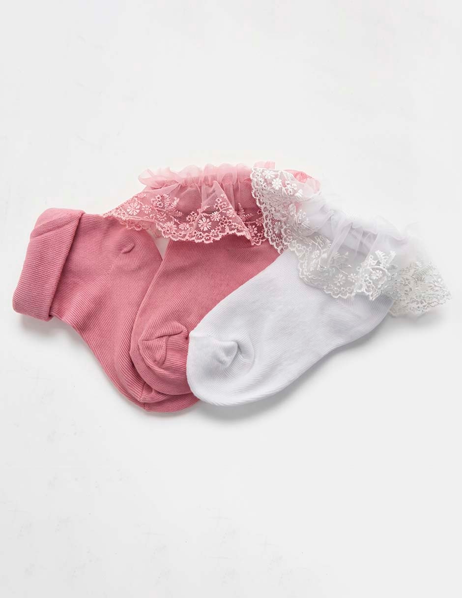 Set calcetín de poliéster para niña 3 pares Set calcetín de poliéster para niña 3 pares